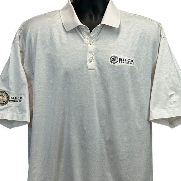 Vintage Nike Golf Buick Scramble Polo Shirt PGA Golfer Golfing Ivory XL X-Large - Picture 1 of 11